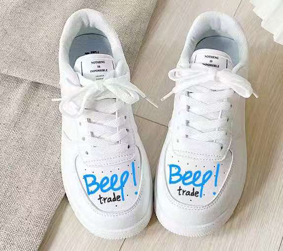 Beep Trade Custom White Sneakers – Lightweight DIY Streetwear Shoes for Everyday Comfort